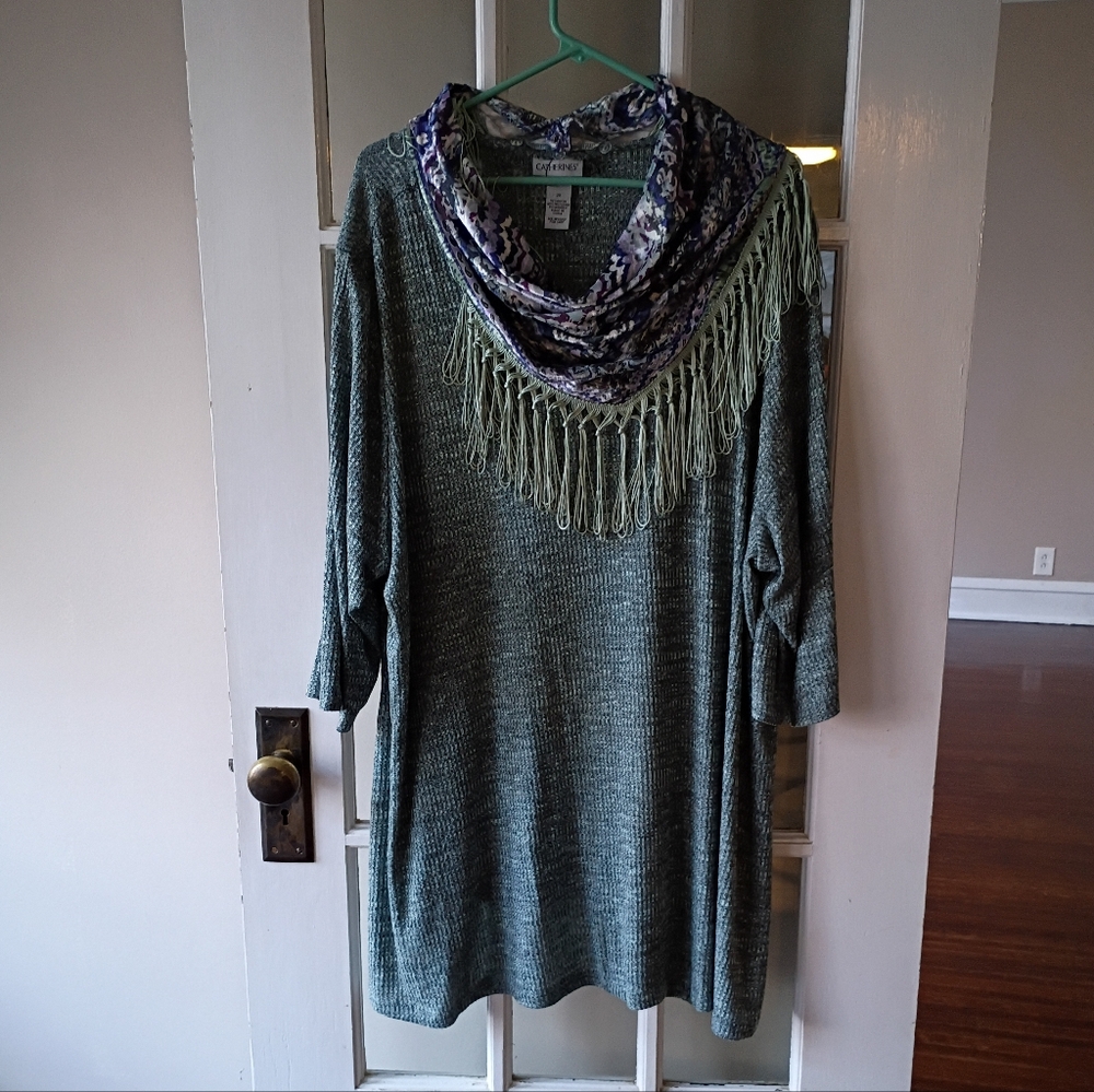 Catherines Women's Plus Size Impossibly Soft Tunic & Scarf Duet 2X - Picture 2 of 15